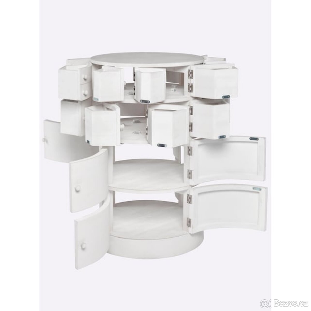 NOVÁ Bílá kulatá zajímavá komoda s dveřmi - 7