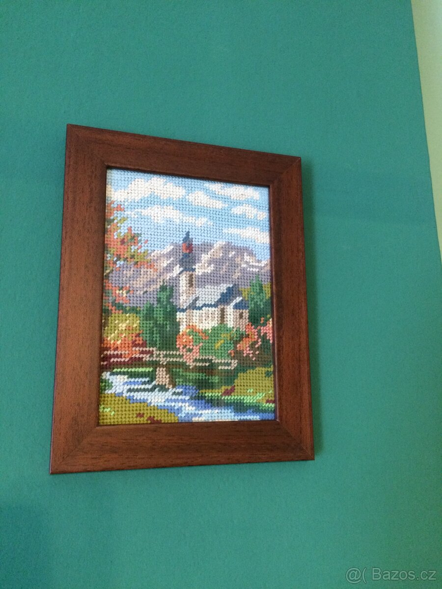 Obrazy obrázky vyšívané obrázky Provence vintage retro 2 ks - 7