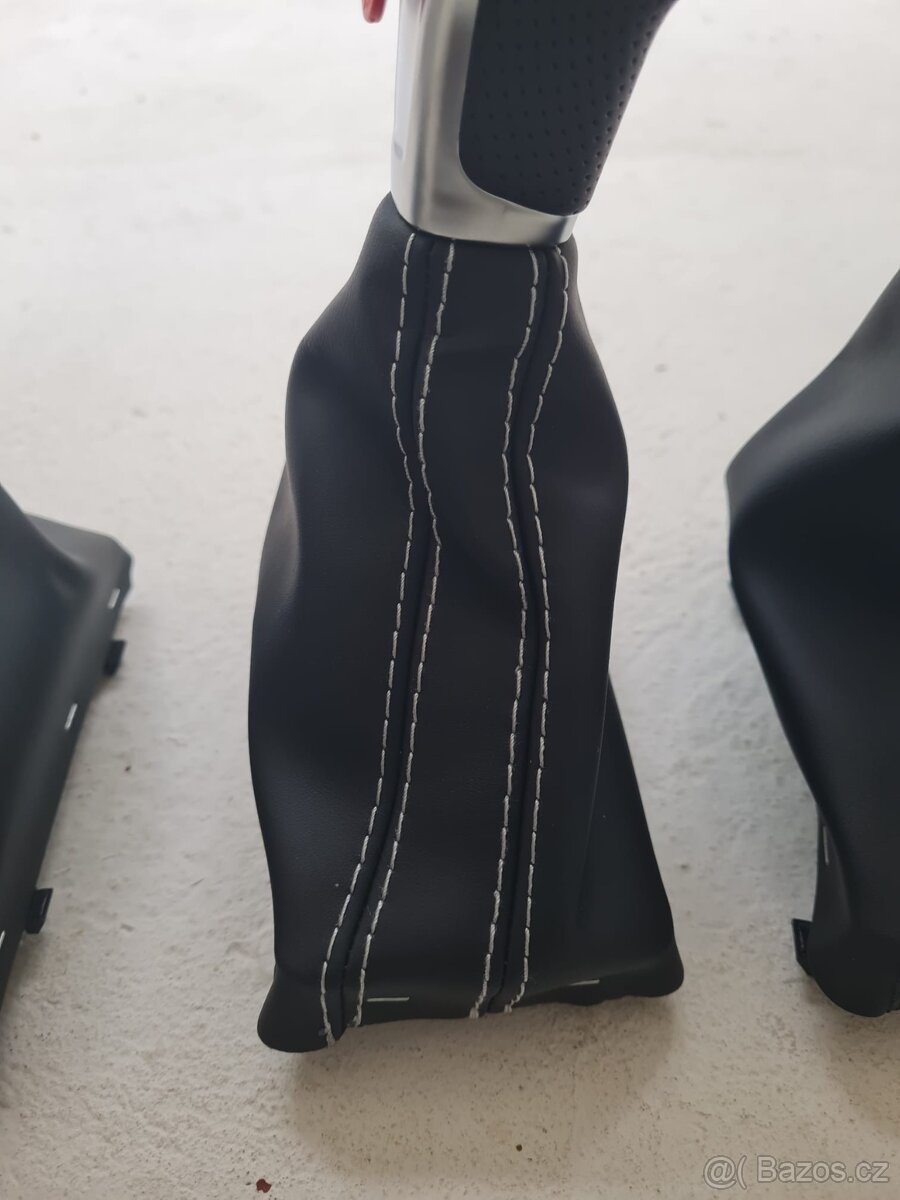 Radiaca páka pre DSG automat AUDI / čierna biela červená nit - 7