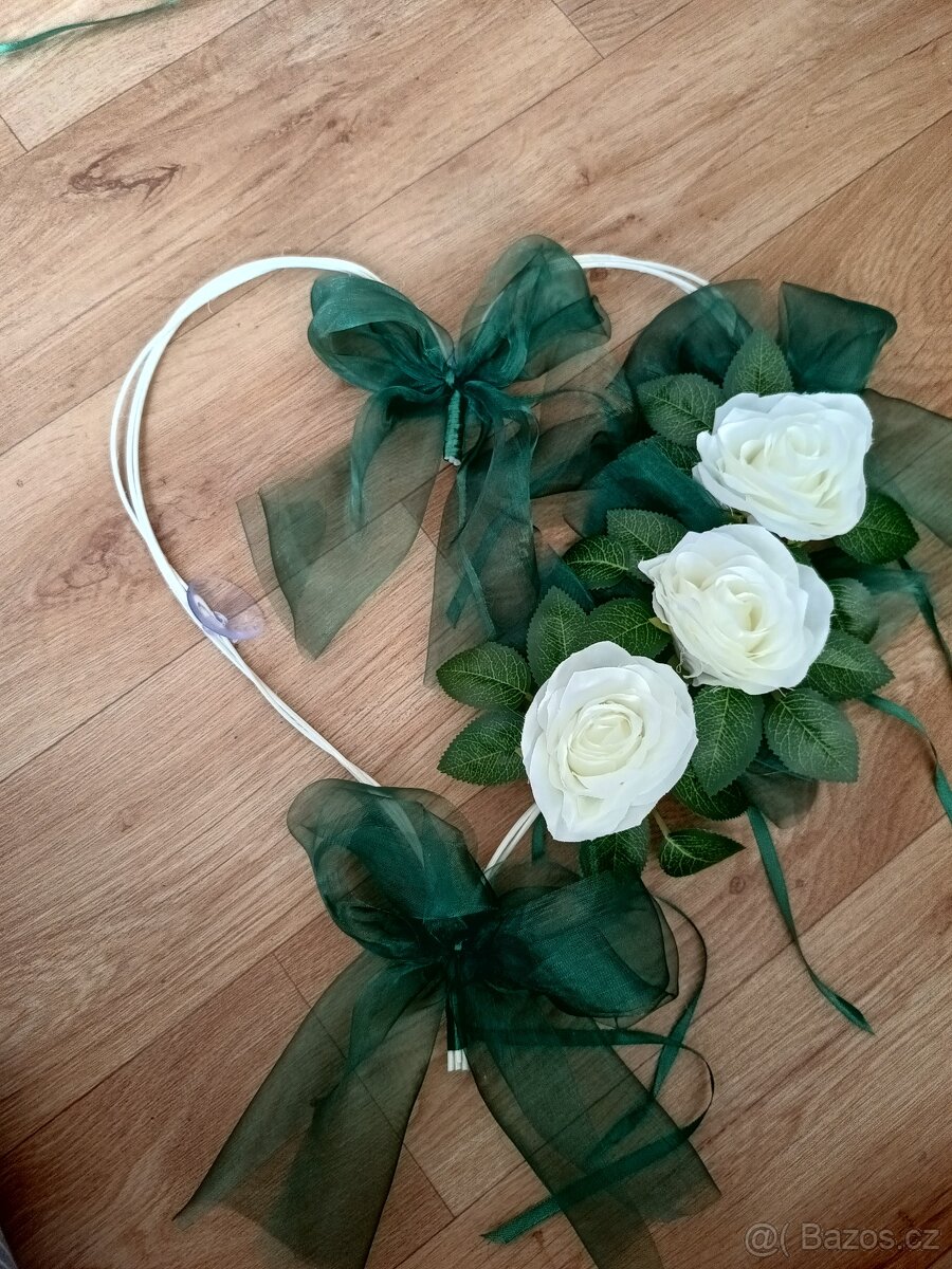 Svatební dekorace na auto - zelena - 7