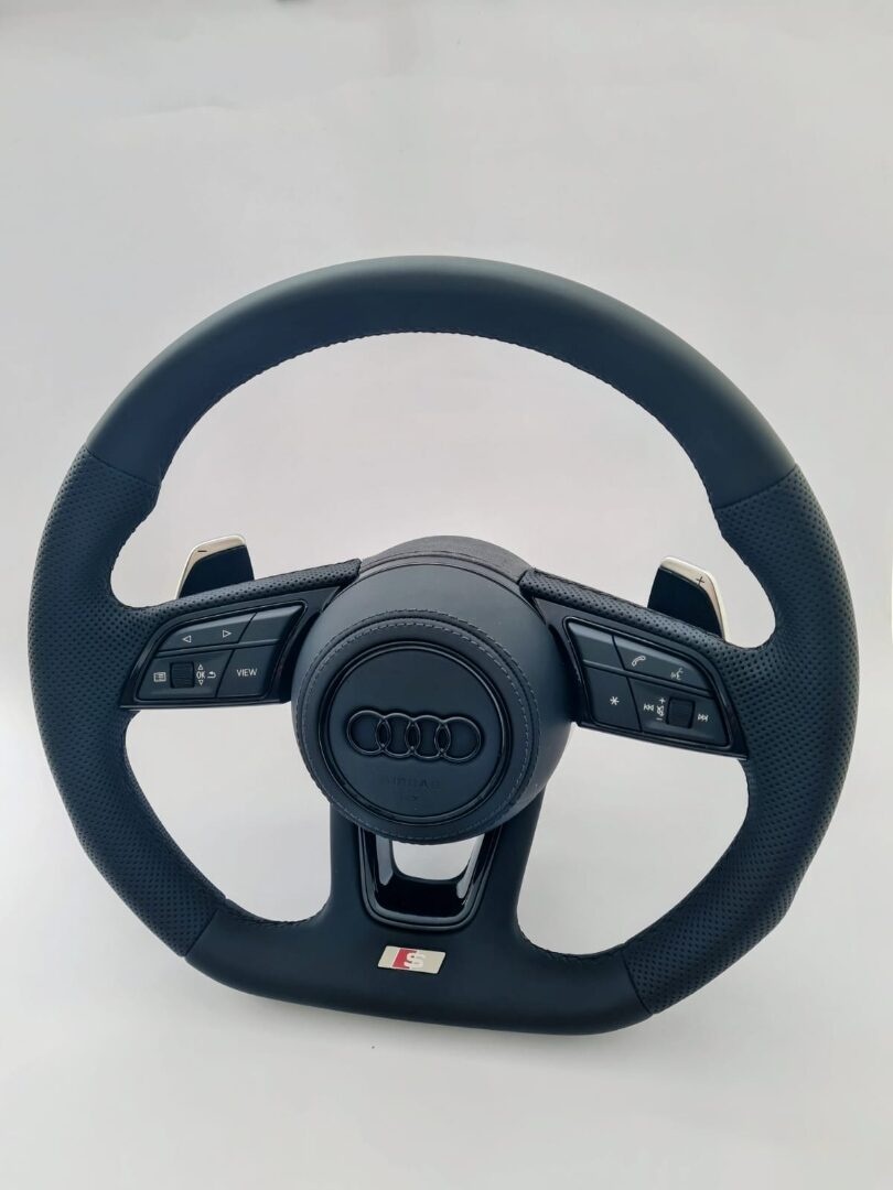 AUDI KOŽENÝ EXCLUSIVE VOLANT +AIRBAG+ F1 PADLA CIERNA NITKA - 7