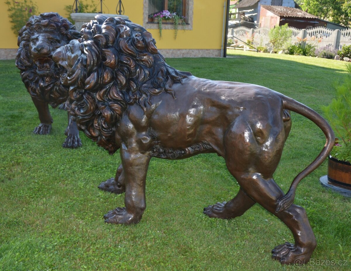 Zámecké bronzové sochy - Lvi-UNIKÁT - XXL - 7