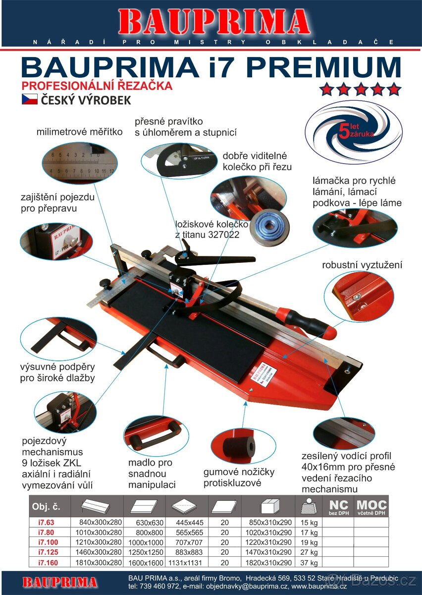 Řezačka na dlažbu Bauprima - Česká výroba - 7