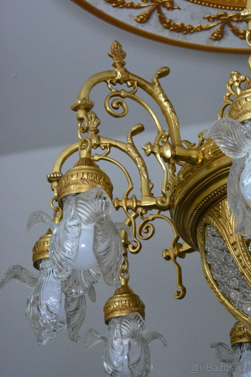 Zámecký lustr - broušené sklo + bronz XXL - 7