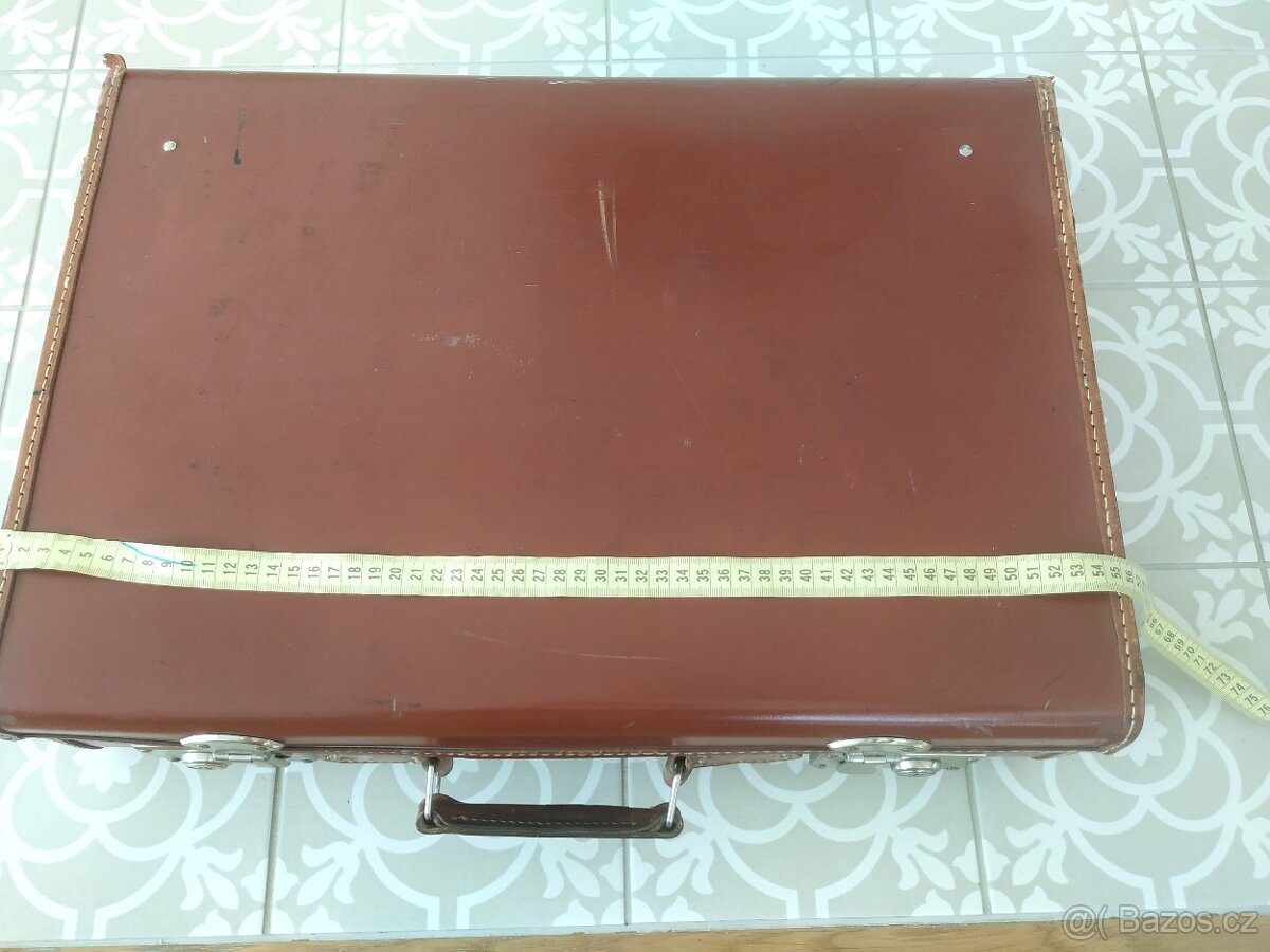 Starý retro kufr koženka Kazeto hnědý - 7