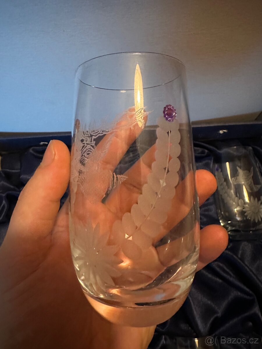 Dárková sada sklenic a láhve s broušeným motivem divoké zvěř - 7