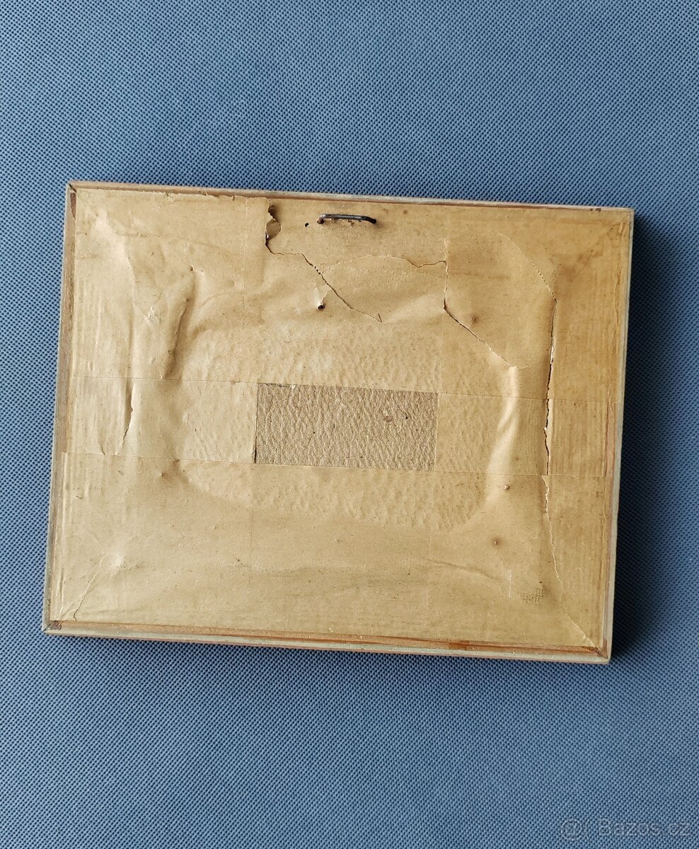 Starožitná gobélínová výšivka v luxusním zlatém rámu - 7