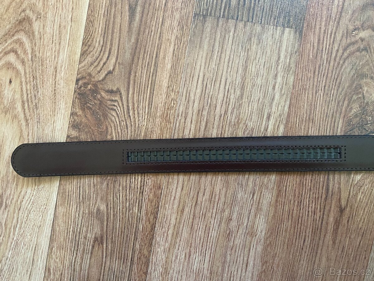 Nový pánský kožený opasek Bandi s aut. sponou-hnědý, nastav. - 7