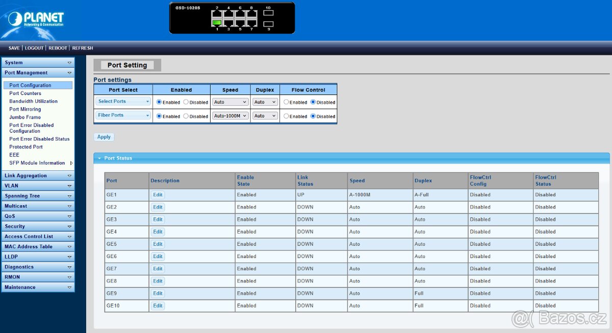 Gigabit Managed Switch Planet GSD-1020S 8+2 portový - 7