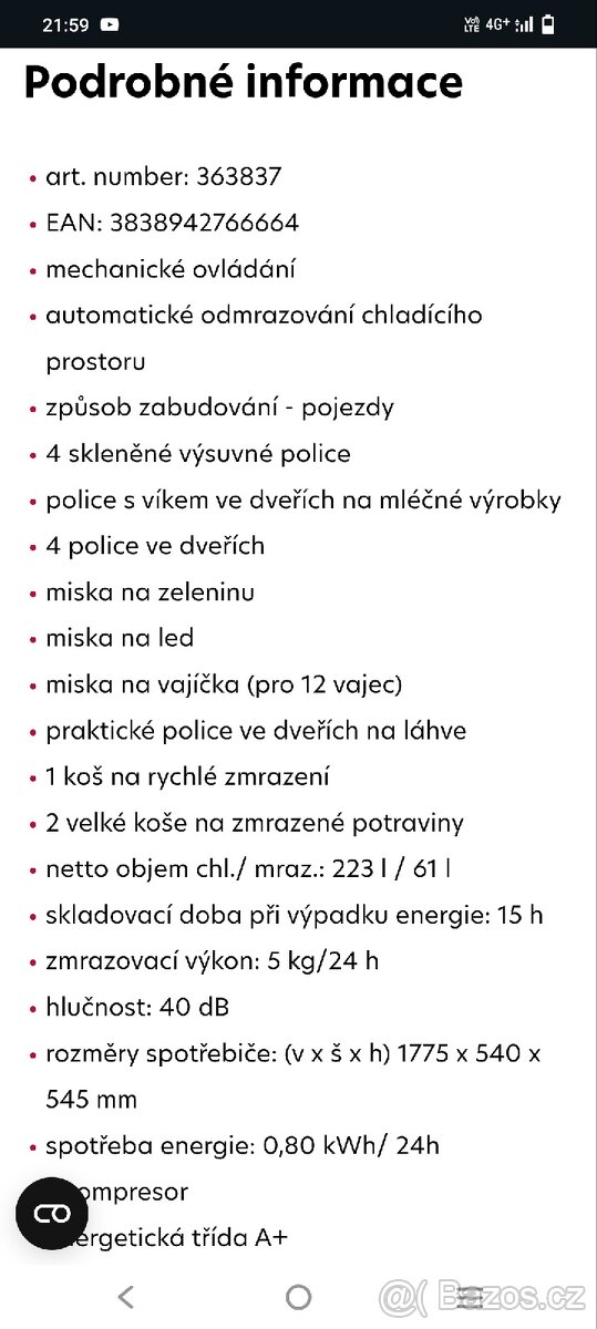 Vestavena lednice Mora - 7