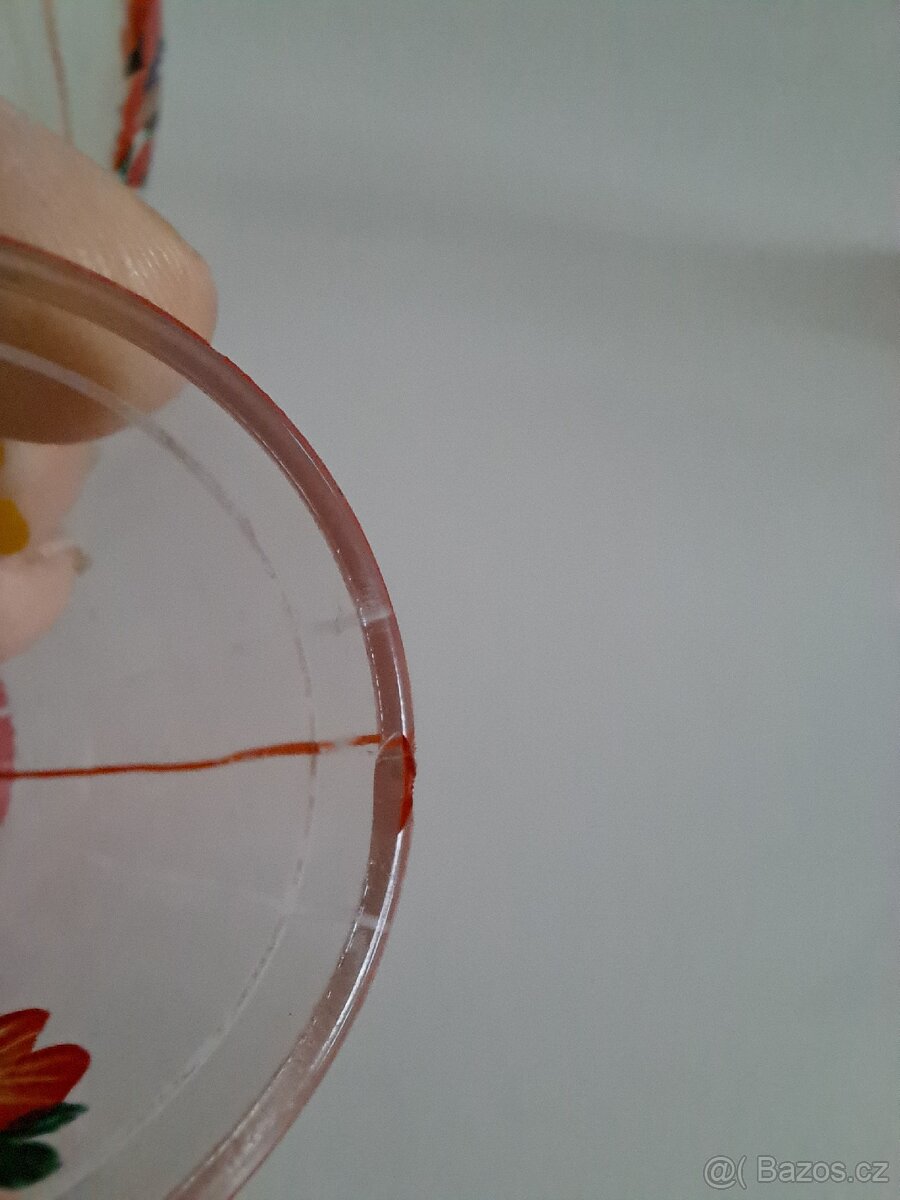 Ručně malovaná retro sada – karafa + 6 panáčků, 60.–70. léta - 7