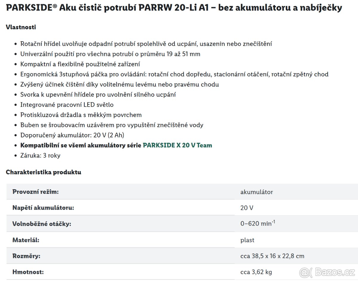 Nový Aku čistič potrubí Parkside - 7