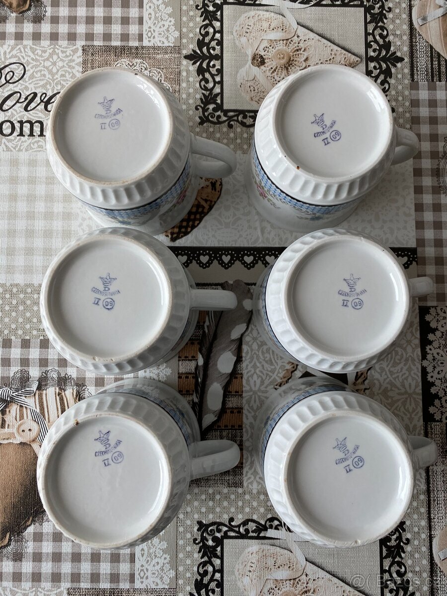 Raritní sada retro hrnků Dubí Czechoslovakia - 375 ml, 6 ks - 7