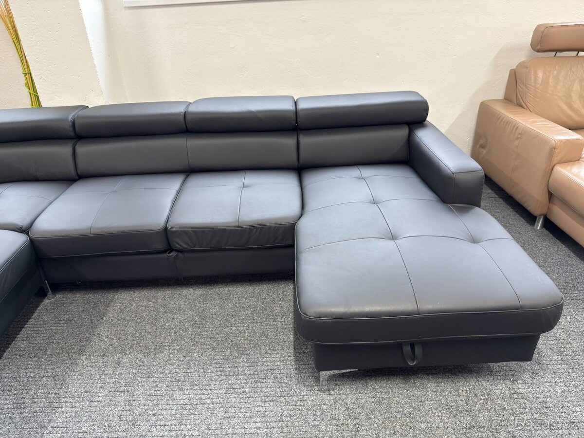 Sedací souprava tvaru U - rozkládací - kůže - NEPOUŽITÁ - 7