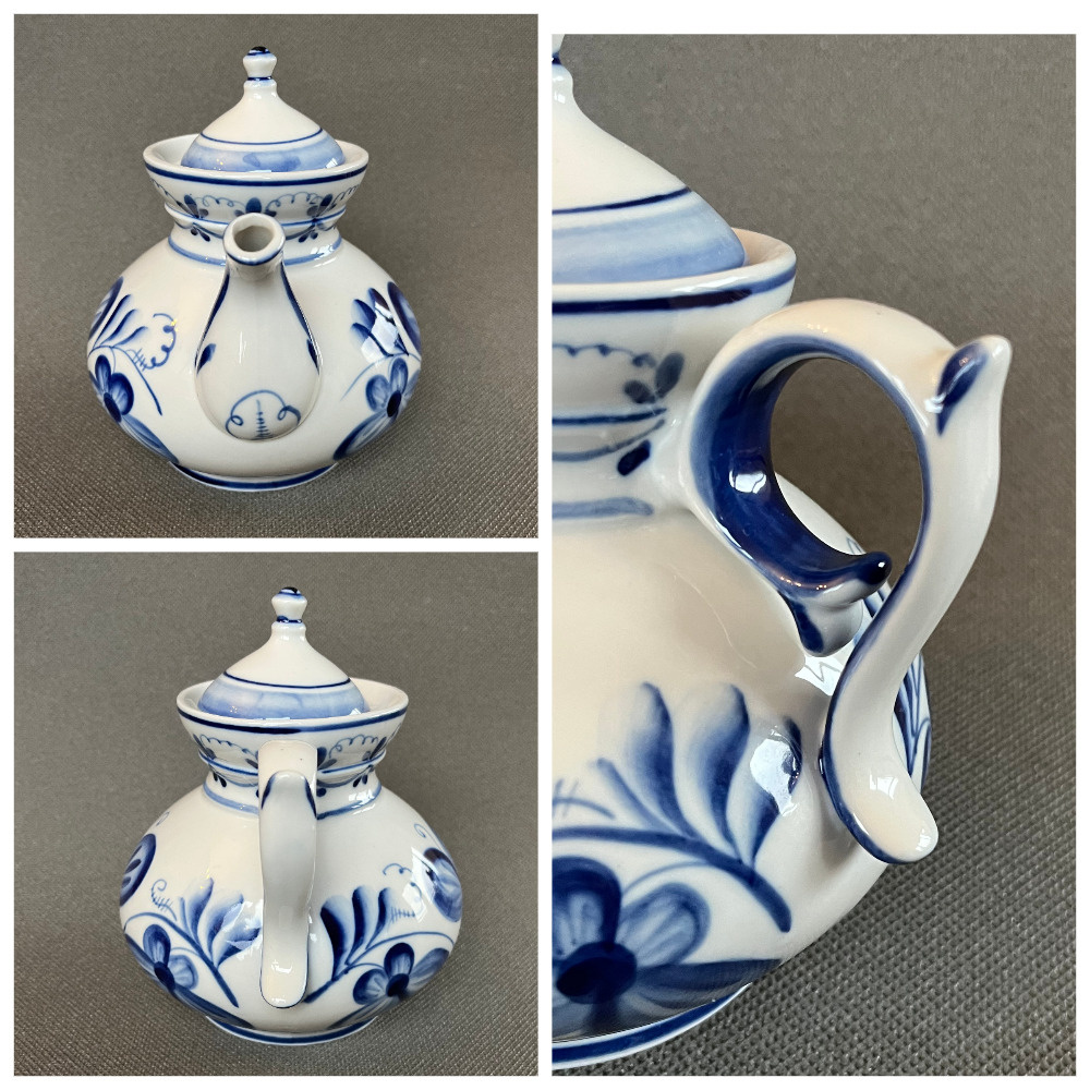 Porcelánová konvice 800ml, Gžel Rusko - 7