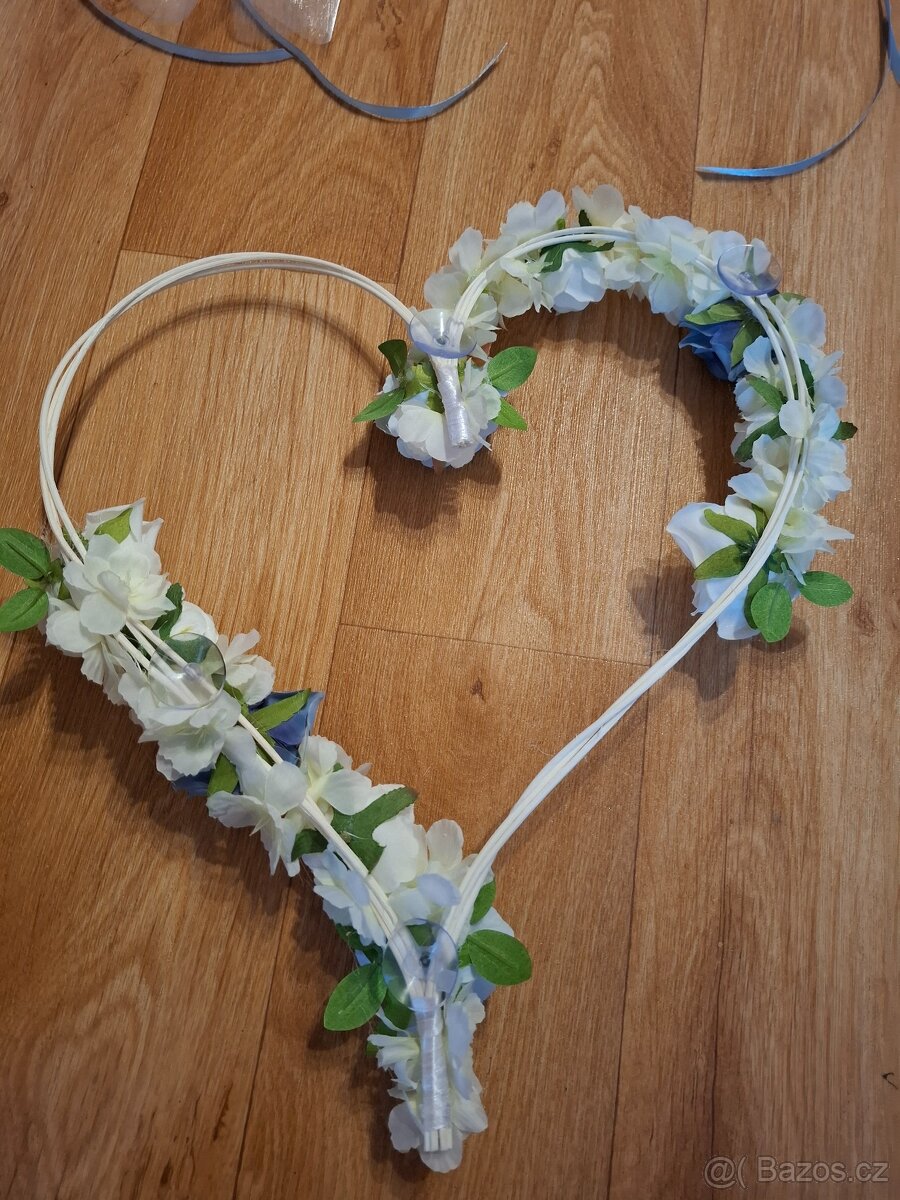 Svatební dekorace na auto - modrá - 7