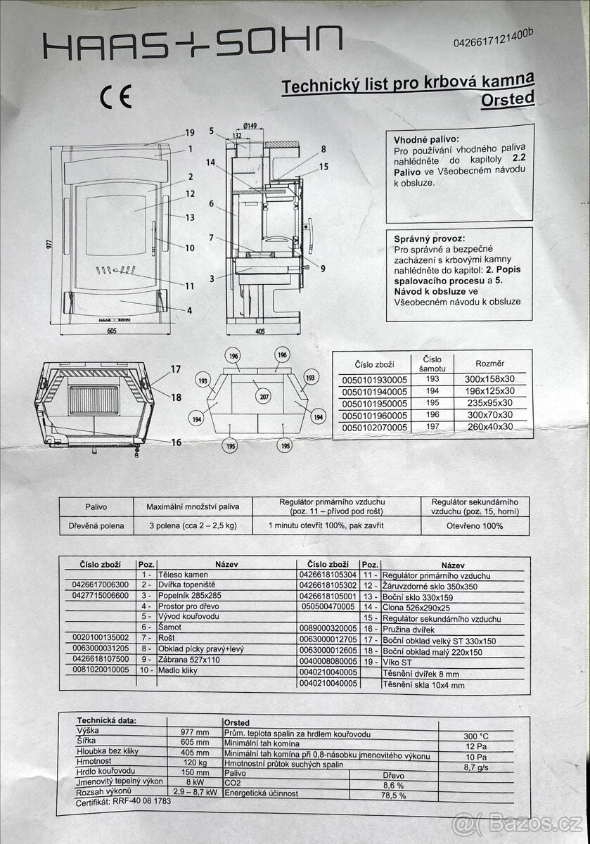 Krbová kamna HAAS+SOHN, model ORSTED - 7