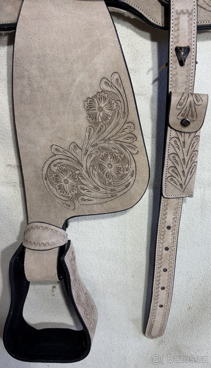 Westernový sedlový komplet 16) světle přírodní - 7