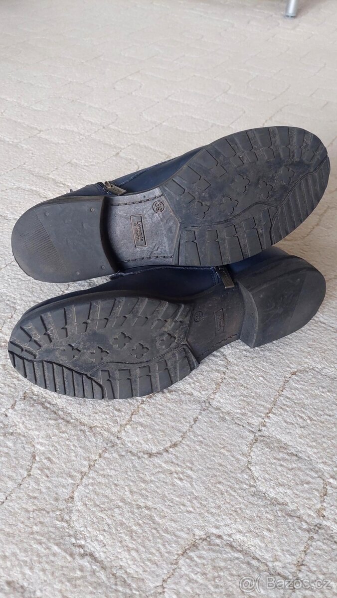 Modré kožené zateplené boty, vel. 39 - 7