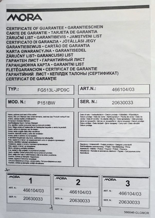 Prodám celoplynový sporák MORA - 7