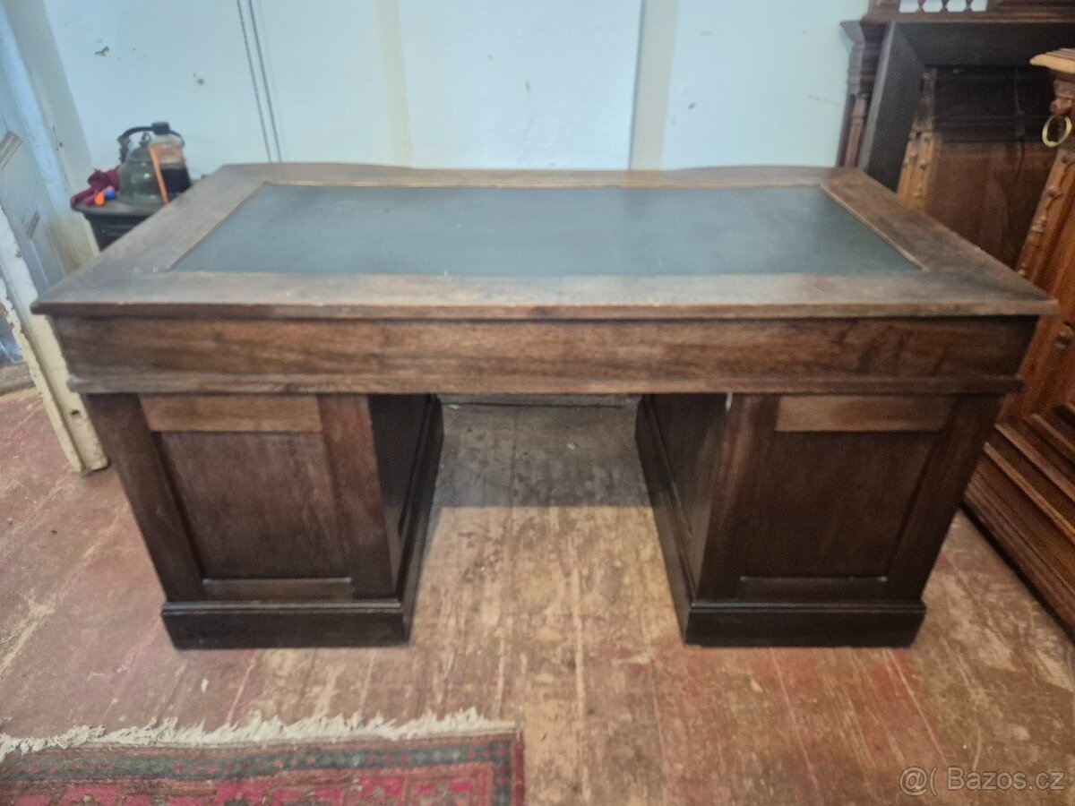 Starožitný dubový psací stůl – masiv - 7