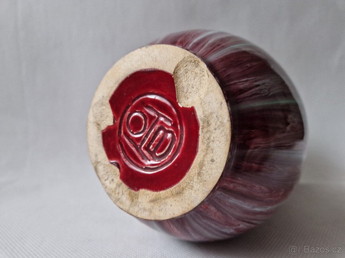 Stará keramická váza Horní Bříza Art Deco 22cm - 7