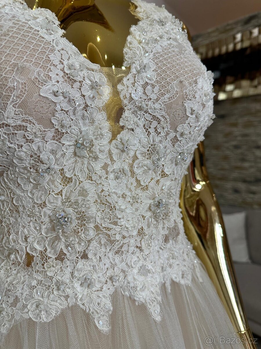 Svatební šaty Ivory/mocca - 7