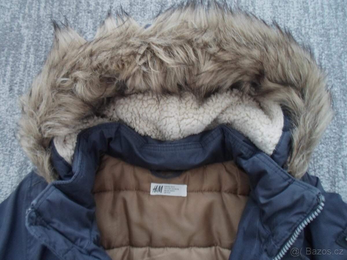 Modrá bunda bundička s kožíškem - 152 - 7