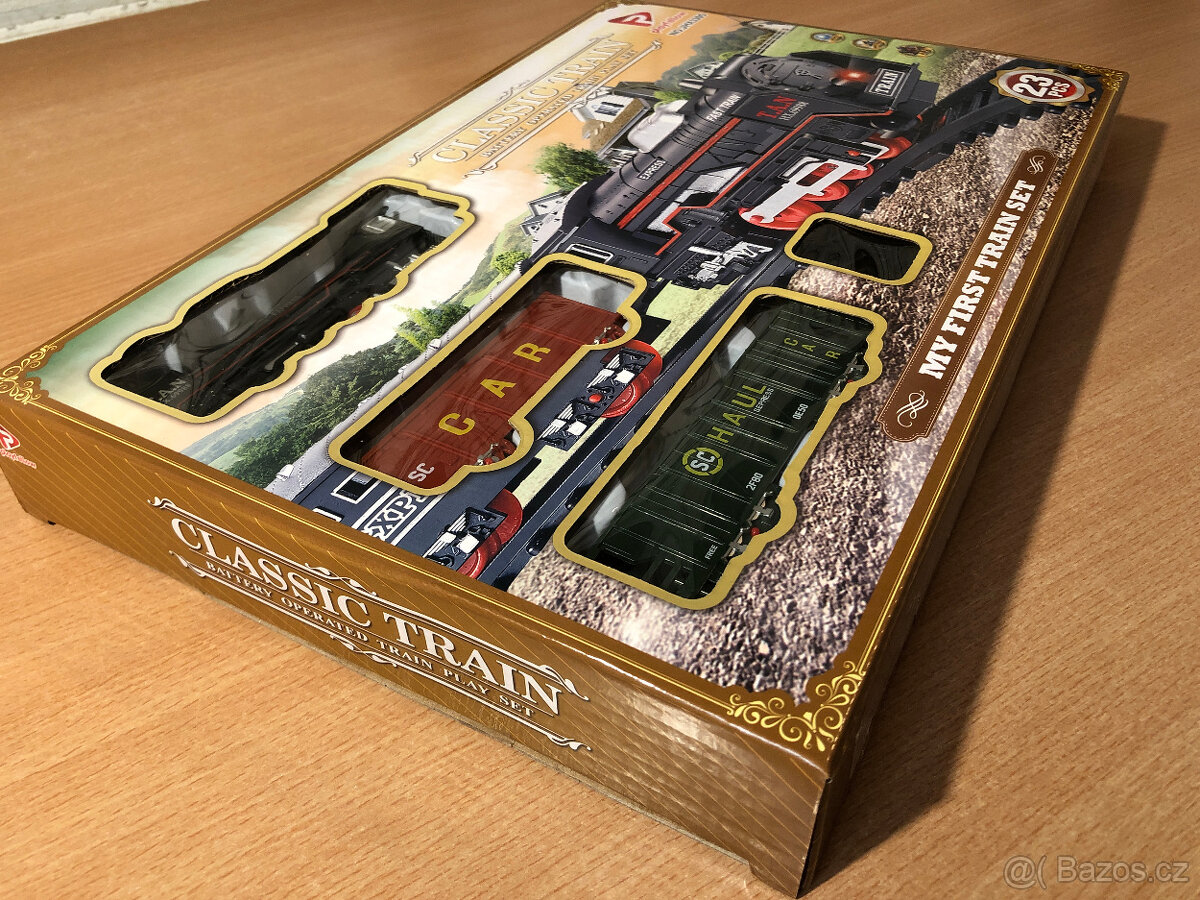 NOVÝ ELEKTRICKÝ VLÁČEK S KŘIŽOVATKOU, SVÍTÍ (vláčkodráha / v - 7