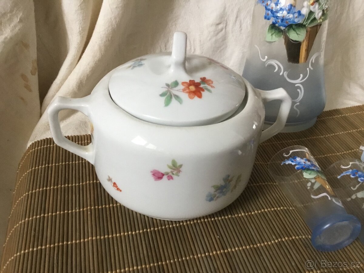 karafa, cukrenka, odlivky, talirek, konvice - 7