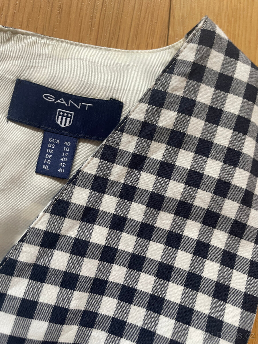 Kostkované tmavě modré bílé šaty Gant vel. 40 - 7