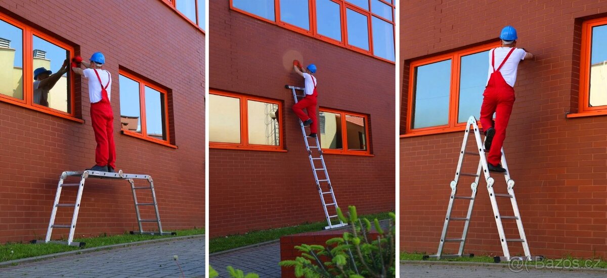 Kloubový žebřík 4x3 plosina skládací přicky leseni - 7