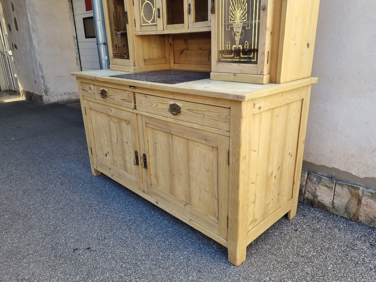 LUXUSNÍ VELKÁ KREDENC-MALBA NA PLATNĚ-VŠE PŮVODNÍ - 7