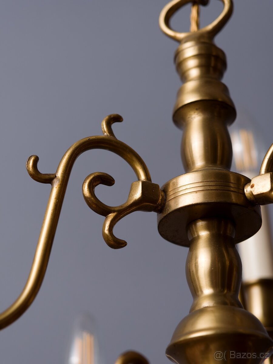 Devítiramenný mosazný lustr holandského typu - 7