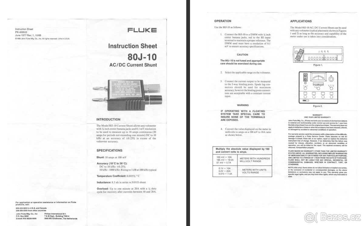 Retro proudový bočník FLUKE 80J-10 (10A/100mV) - 7
