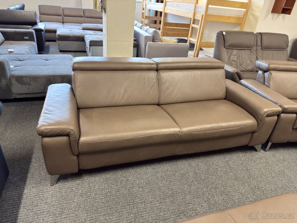 Sedací souprava 3 + 3 + taburet - kůže - NEPOUŽITÉ - 7