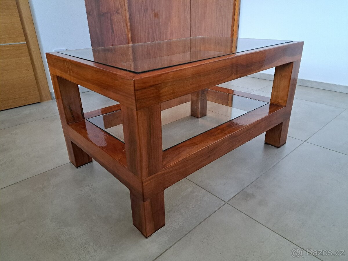 Konferenční stolek masiv sklo - 7