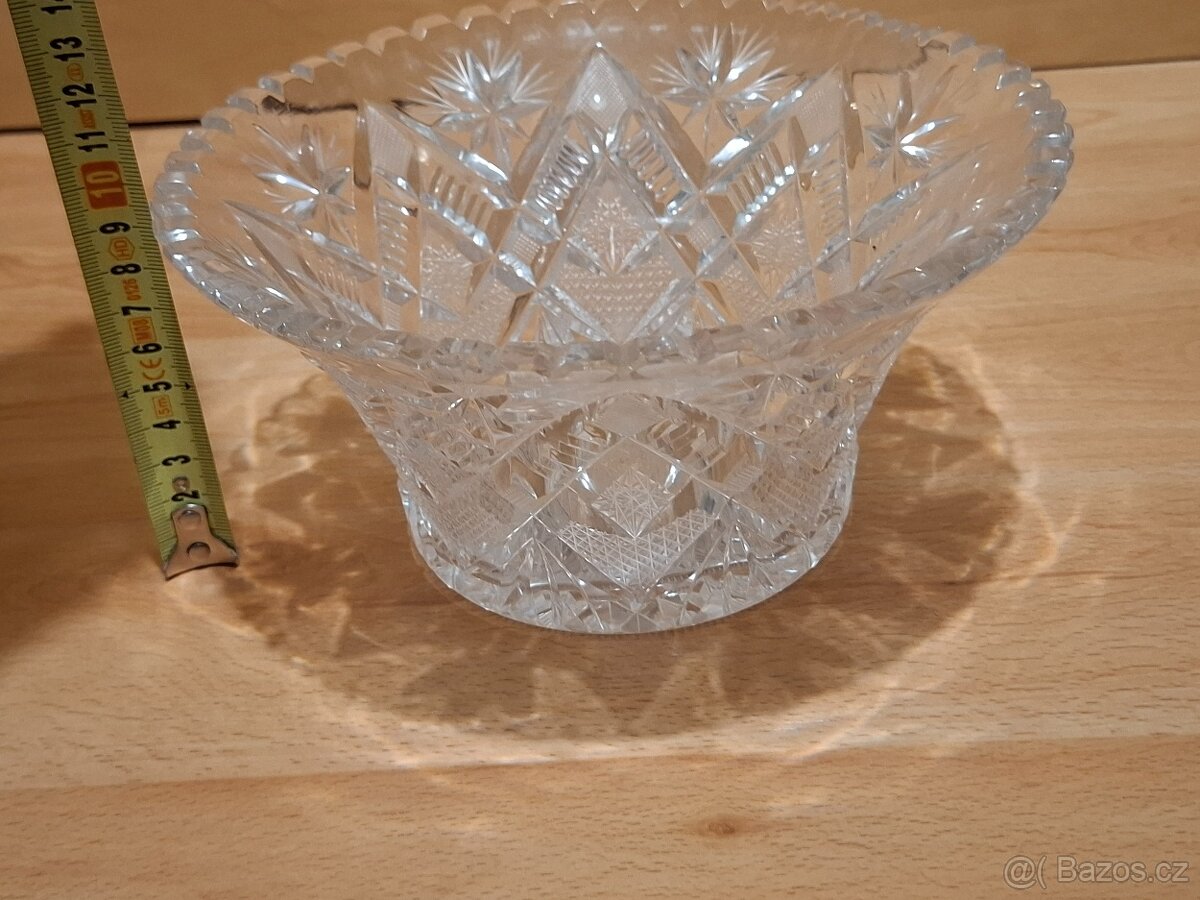 Broušená váza, miska, tác - 7