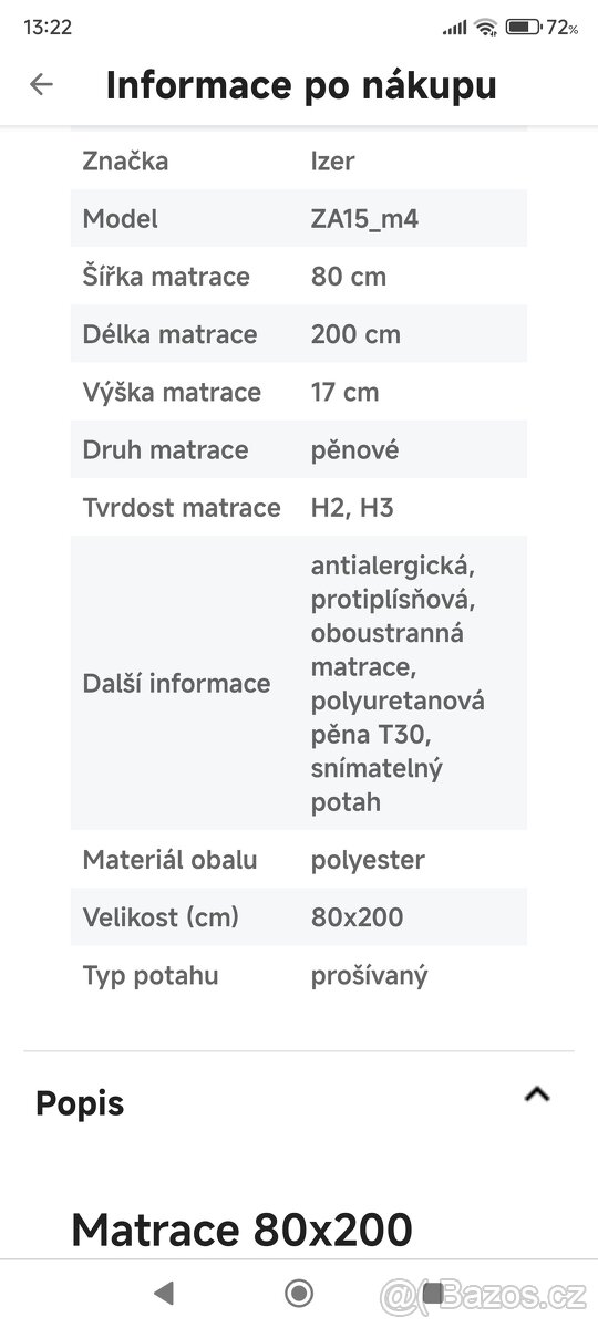 Zdravotní matrace IZER Activ 17cm - 7