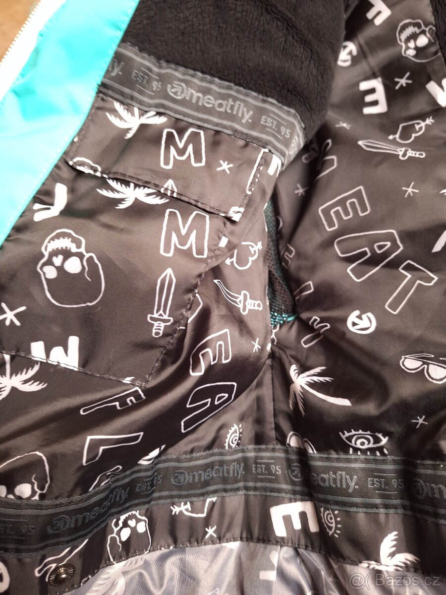 Značková tyrkysová lyžařská bunda Meatfly vel. XS - 7