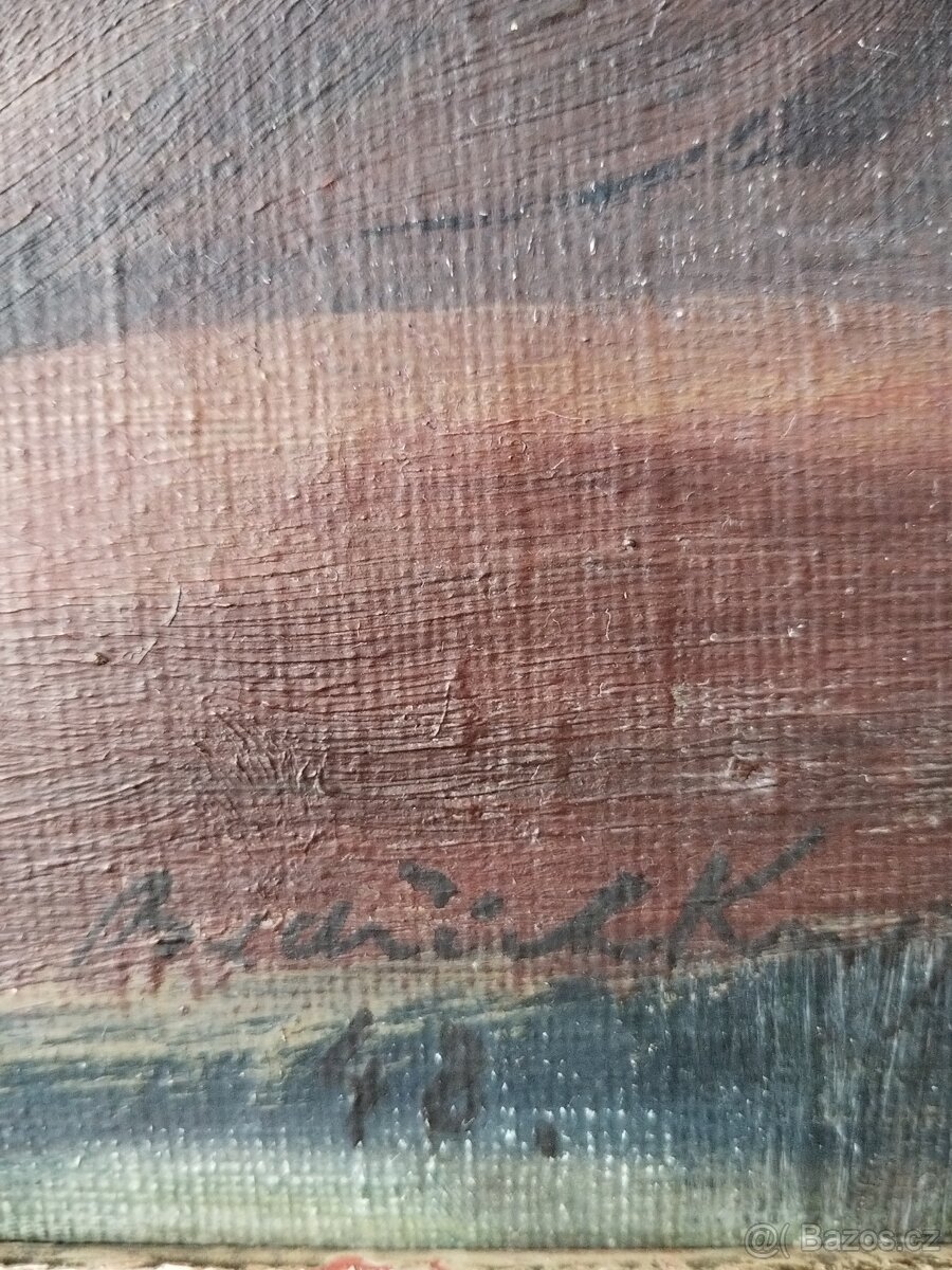 obraz LEŽÍCÍ DÍVKA, akt, olej, sign. Bedřich Knopp 1948 - 7