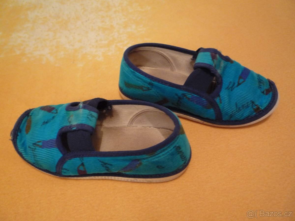 Dětské modré manšestrové bačkůrky, 16,5 cm - 7