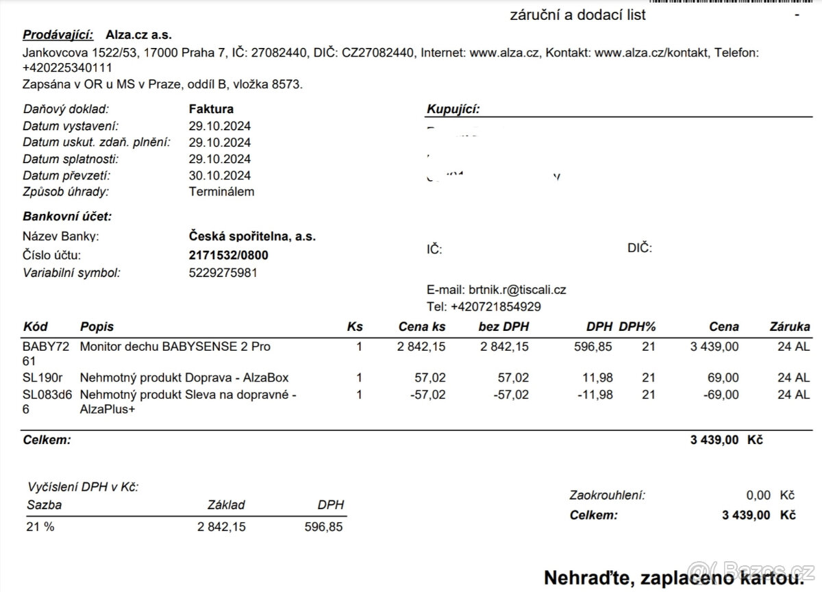 Monitor dechu Babysense 2 Pro, záruka do 11/2026, 2 jednotky - 7