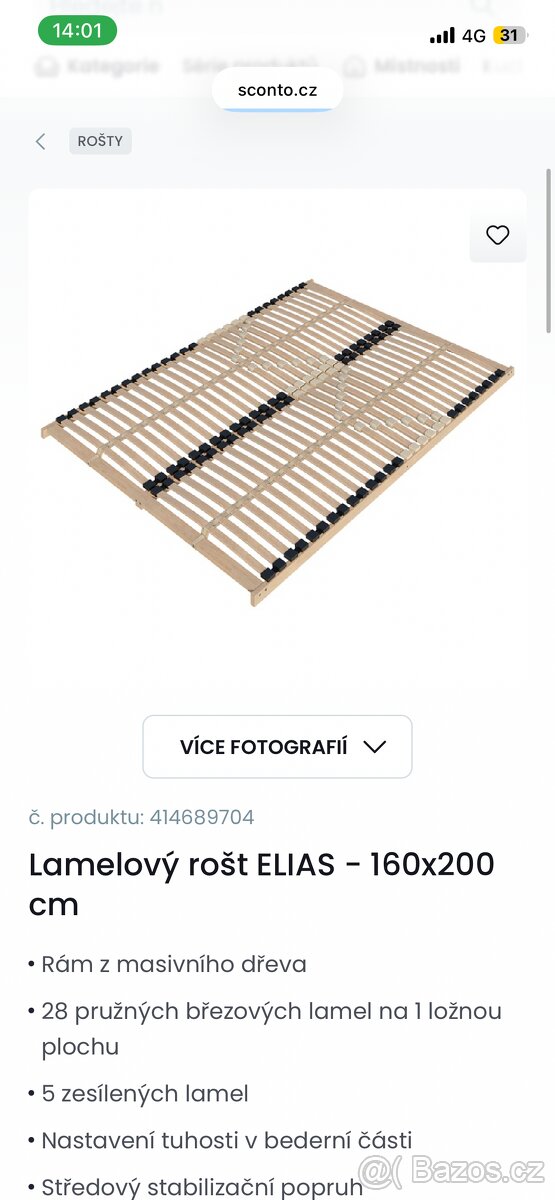 Postel s roštem dub Artisan 160x200 - 7