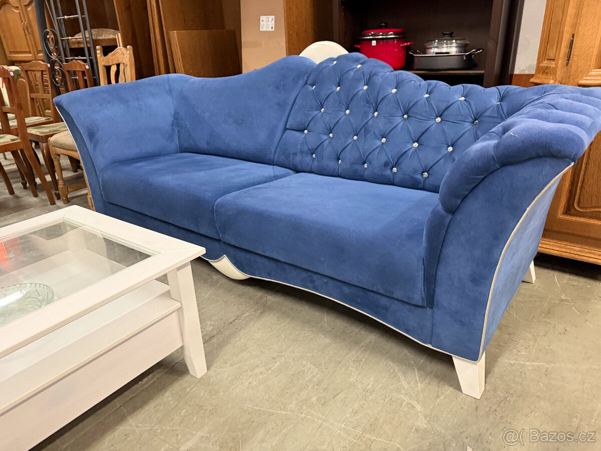 Modrá souprava 3+1+1 v Glamour Miladi stylu - 7