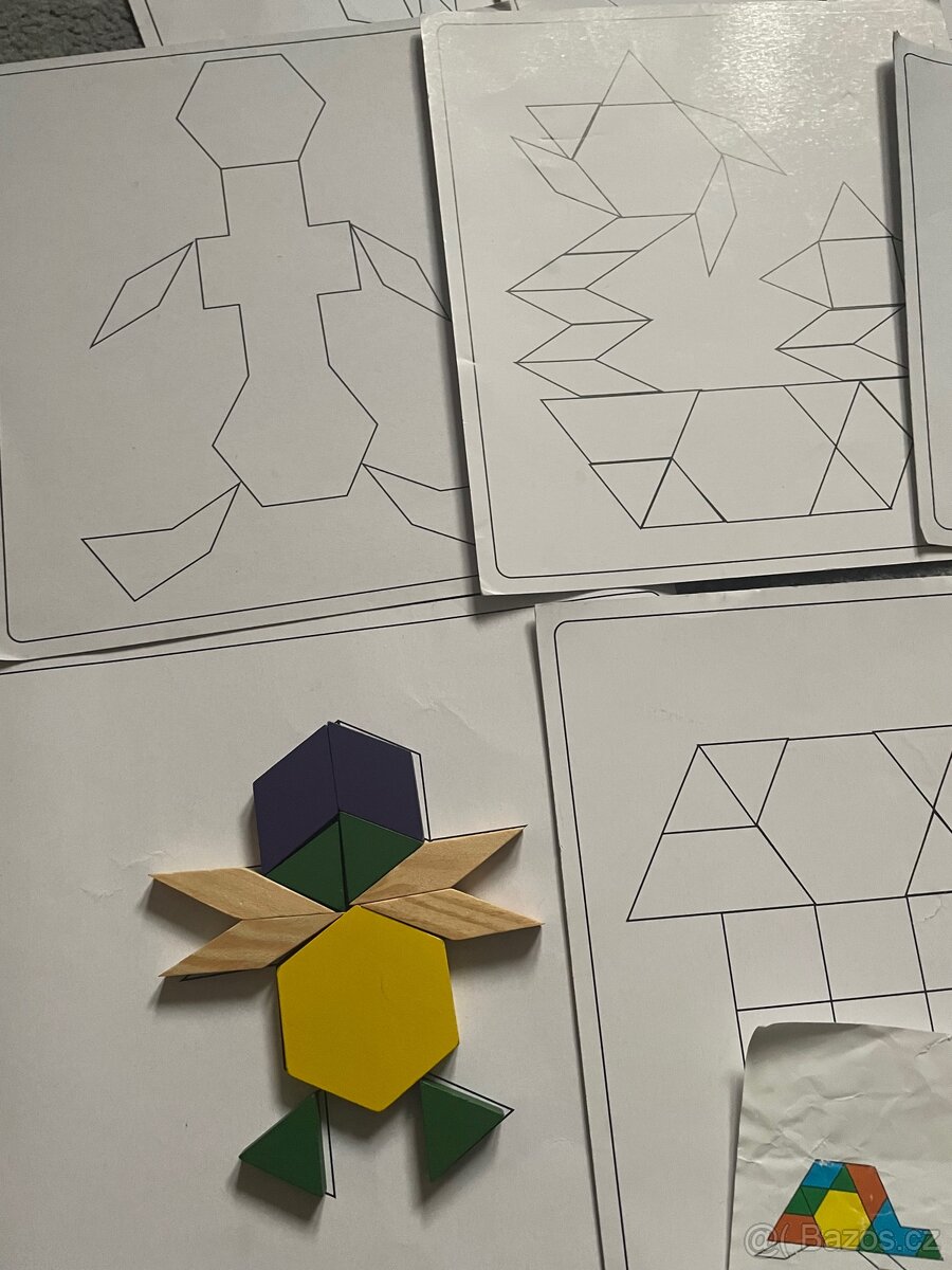 Kreativní dřevěné geometrické tvary, tangramy Woody puzzle - 7