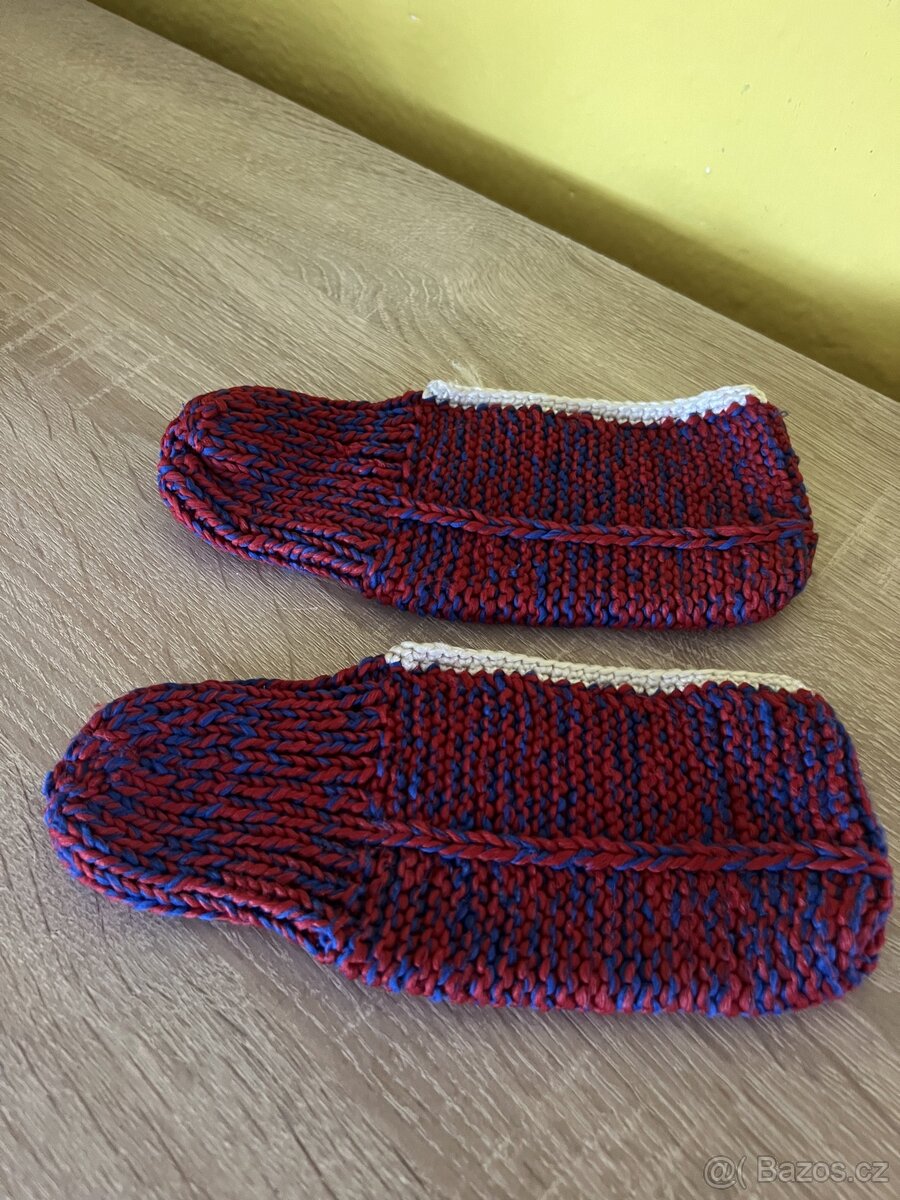 retro rucne pletene bačkory, papuče - 7