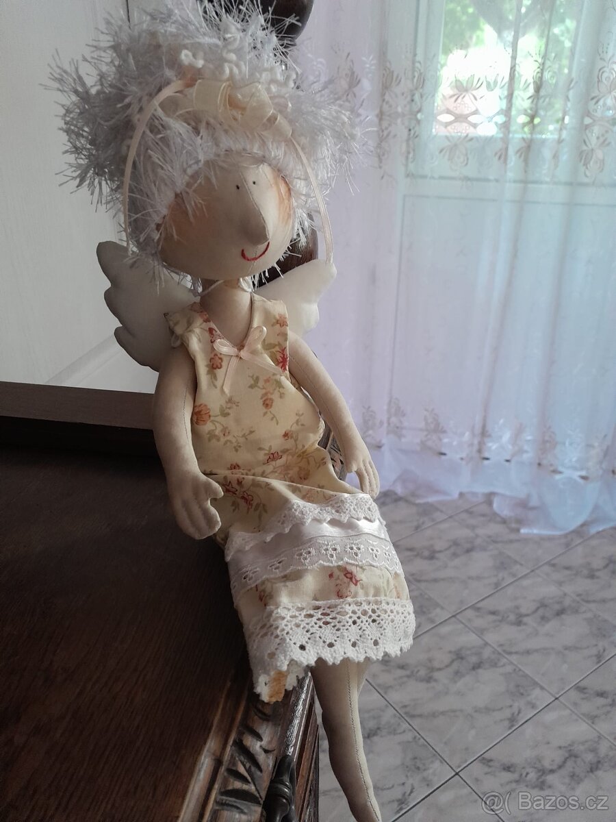 Anděl, Andělka, šitá dekorace - 7