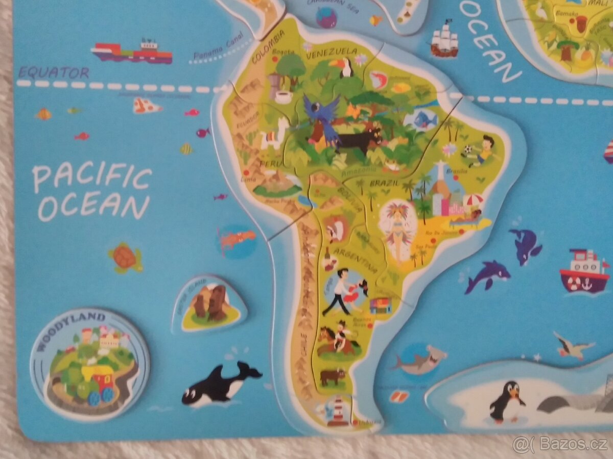 WOODY Magnetické puzzle Mapa Svět v obrázcích 2v1 - 7