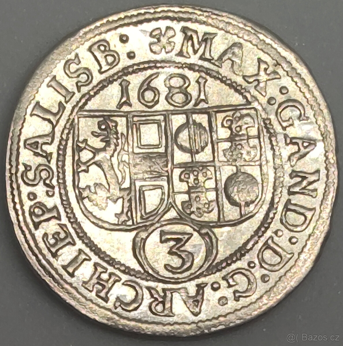 TOP Stříbrná Mince 3 Krejcar 1681, stav 0/0 LUXUSNÍ STAV - 7